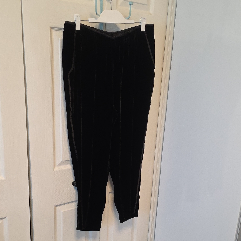 Johnny Was Black Velvet And Silk Pants Size L